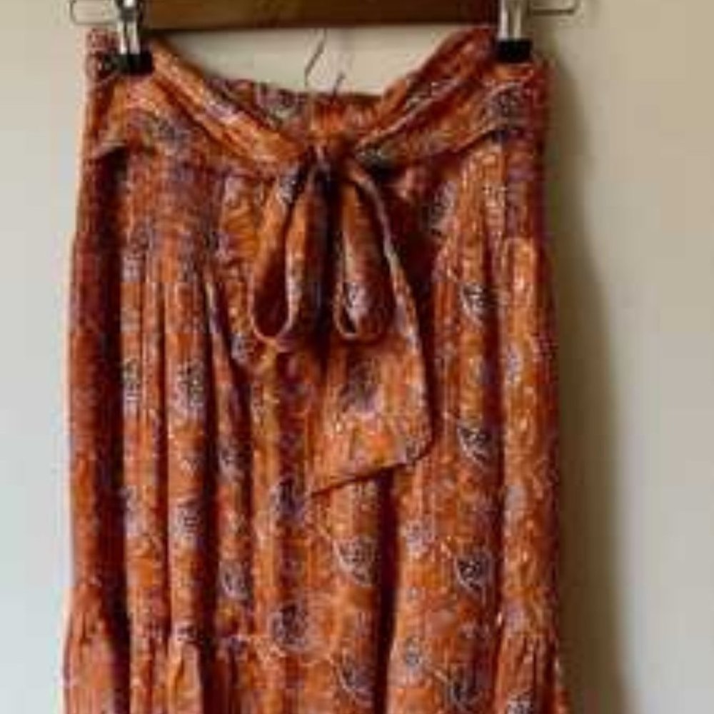 Paisley Palazzo waist Tie Lounge Pants Orange - Picture 13 of 16